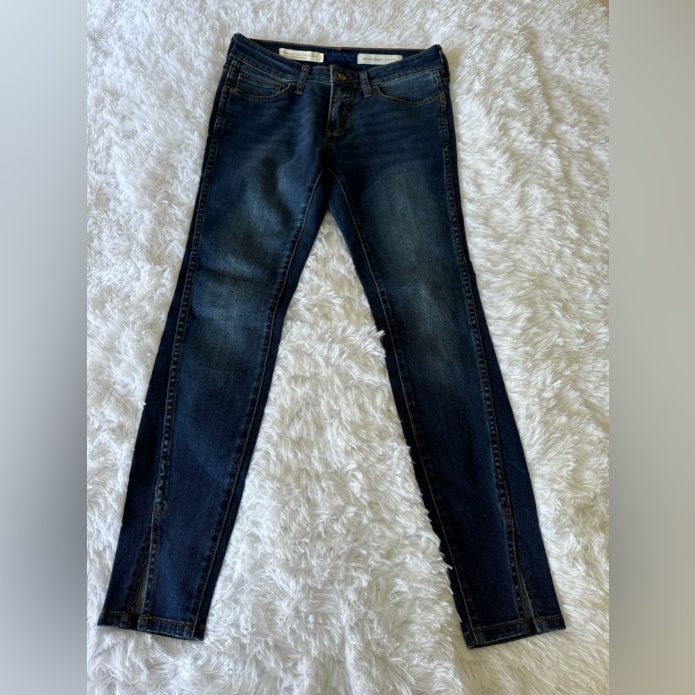 ANTHROPOLOGIE Pilcro and the Letterpress Sz 27 Mid Rise Split Hem Skinny Jeans